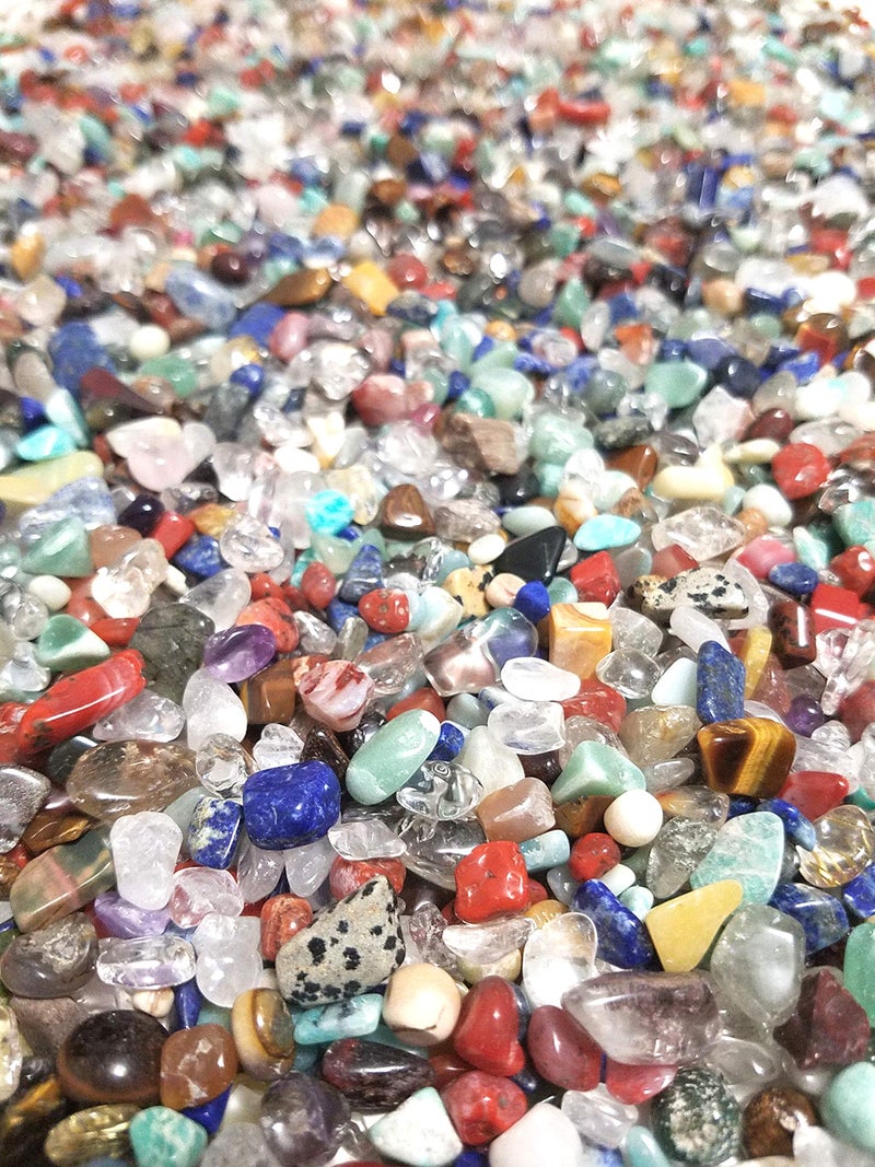 JM 1.1 lb Mixed Nature Stones & Crystal Tumbled Chips Gemstone Crushed Pieces Irregular Shaped Jewelry Making Home Crafts Projects Flower Pot Fish Tank Decoration Gift - Image 1